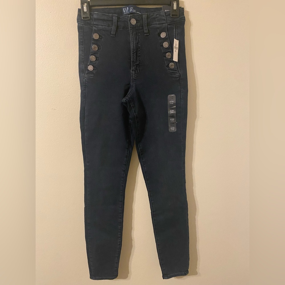 New NWT Gap High Rise Universal Legging Dark Wash‎ Jeans Size 2 Long